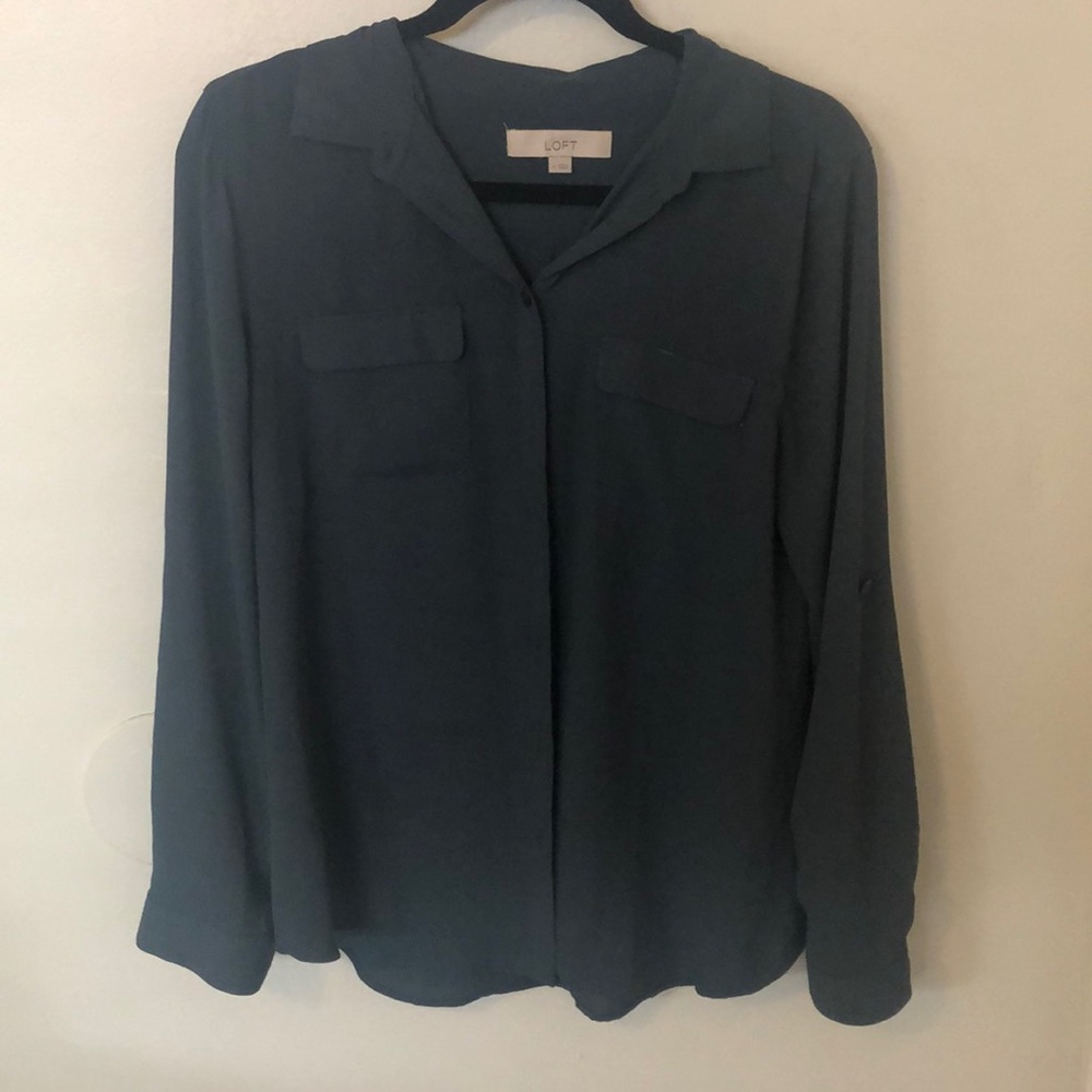 Loft Teal Button Down